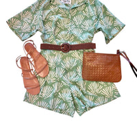 Esqualo - Tropical Print Collared Blouse