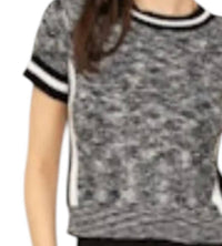 Central Park West Luca Melanged Sweater Shirt in black white - women's sweater - detail view