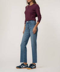 KUT FROM THE KLOTH Avery Straight Leg Jeans With Raw Hem in building wash - women's jeans - alternate view