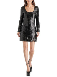 STEVE MADDEN Charity Long Sleeve Sequin Dress in black - women's dress