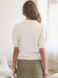 Current Air - Olivia Ribbed Polo Knit Top