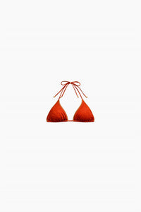 Luli Fama Cabana Cowgirl Luxe Stitch Seamless Triangle Bikini Top in brown - women's swimwear - alternate view