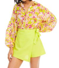 ALLISON NEW YORK Zelda Mini Skort in lime - women's shorts - view 4
