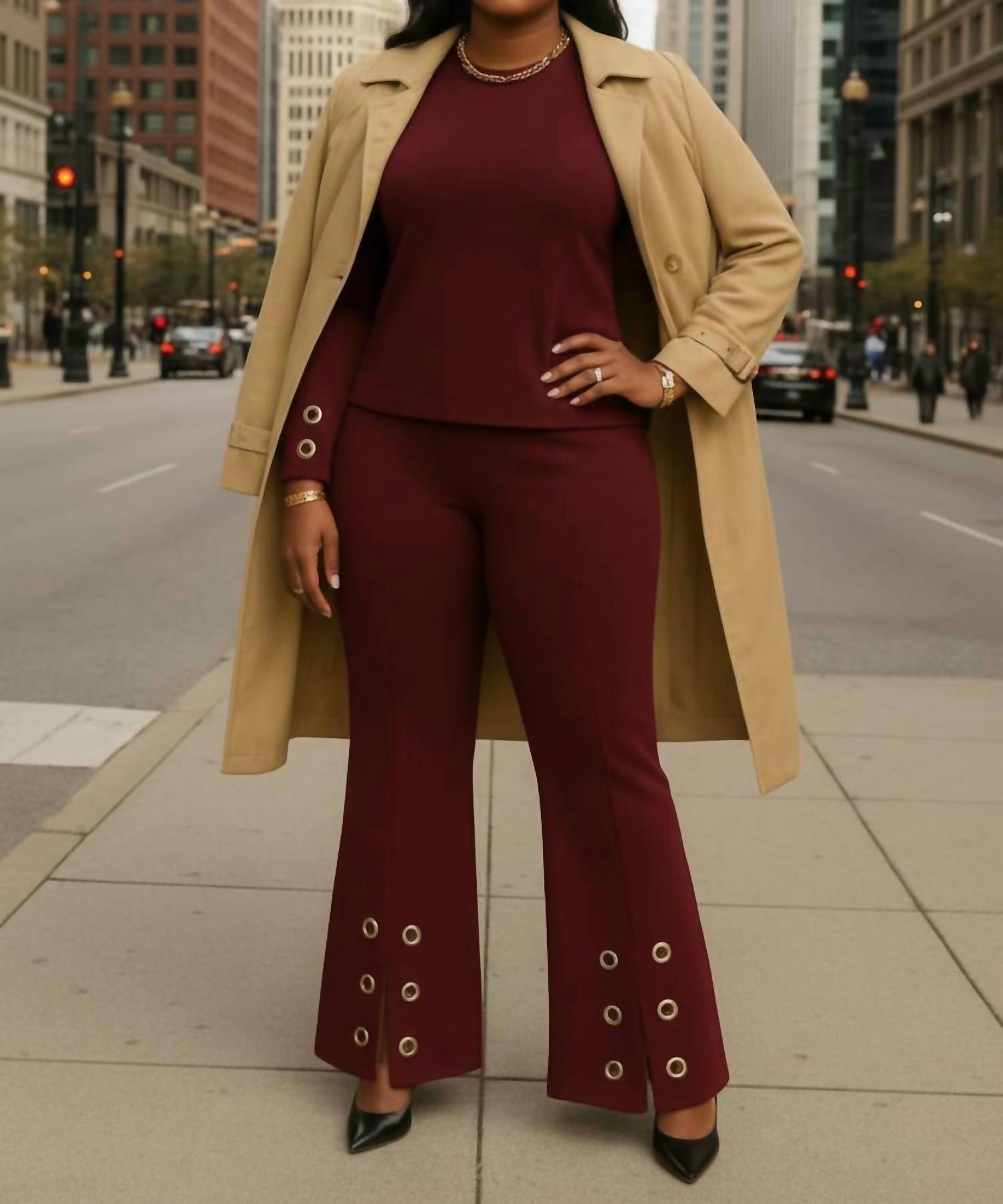 Insight - Bordeaux Scuba Flare Pant