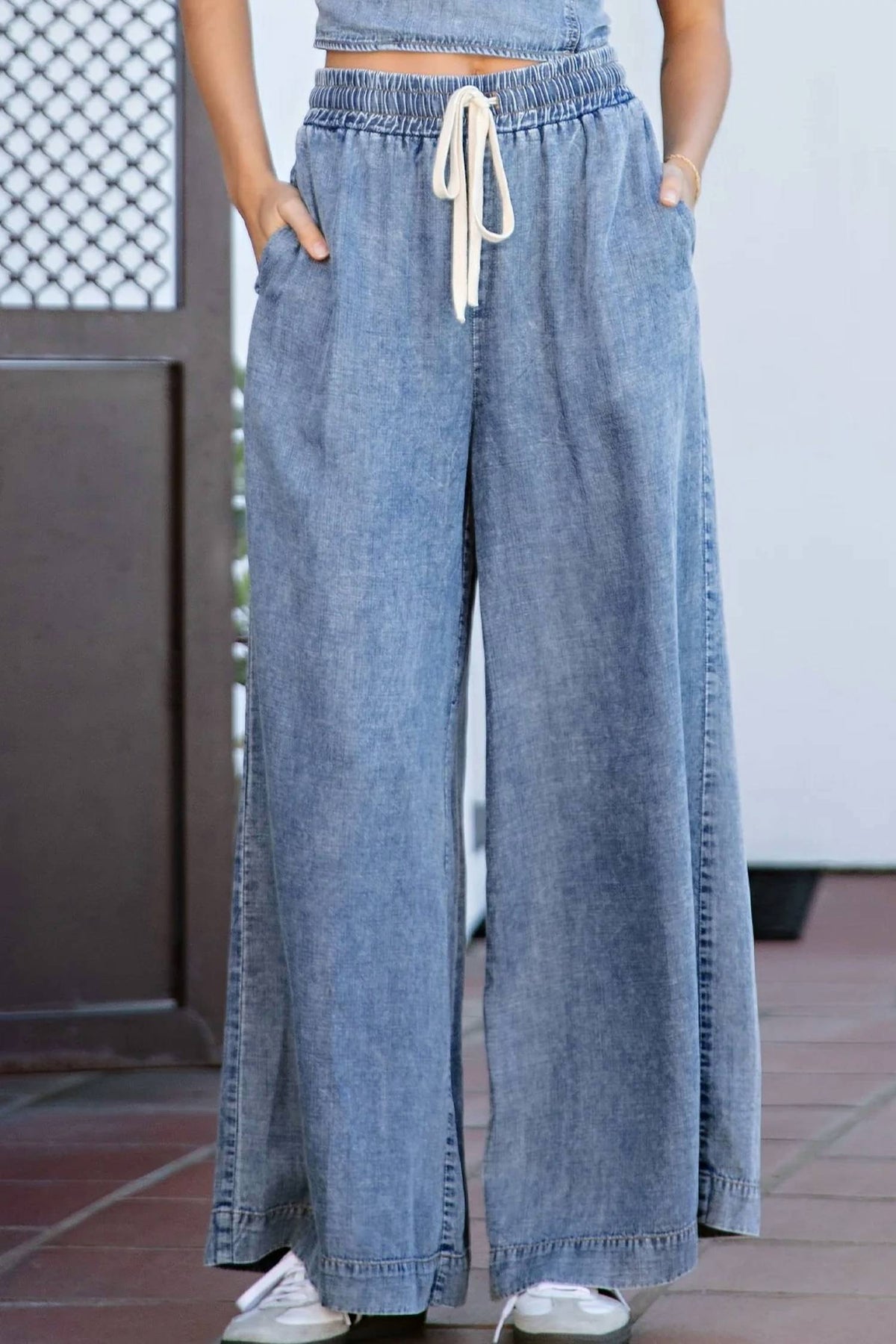 Ee:Some - Mineral Washed Straight Leg Pants