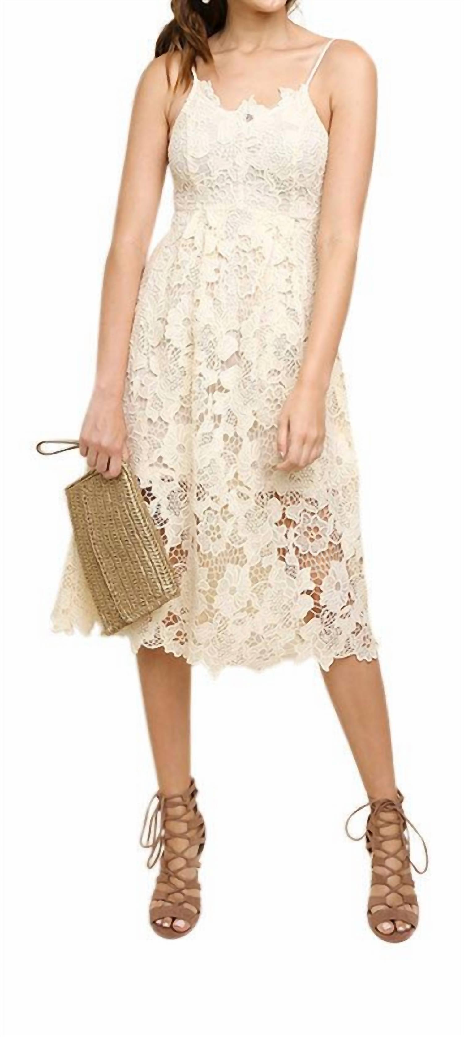 Umgee - Floral Lace Applique Midi Dress
