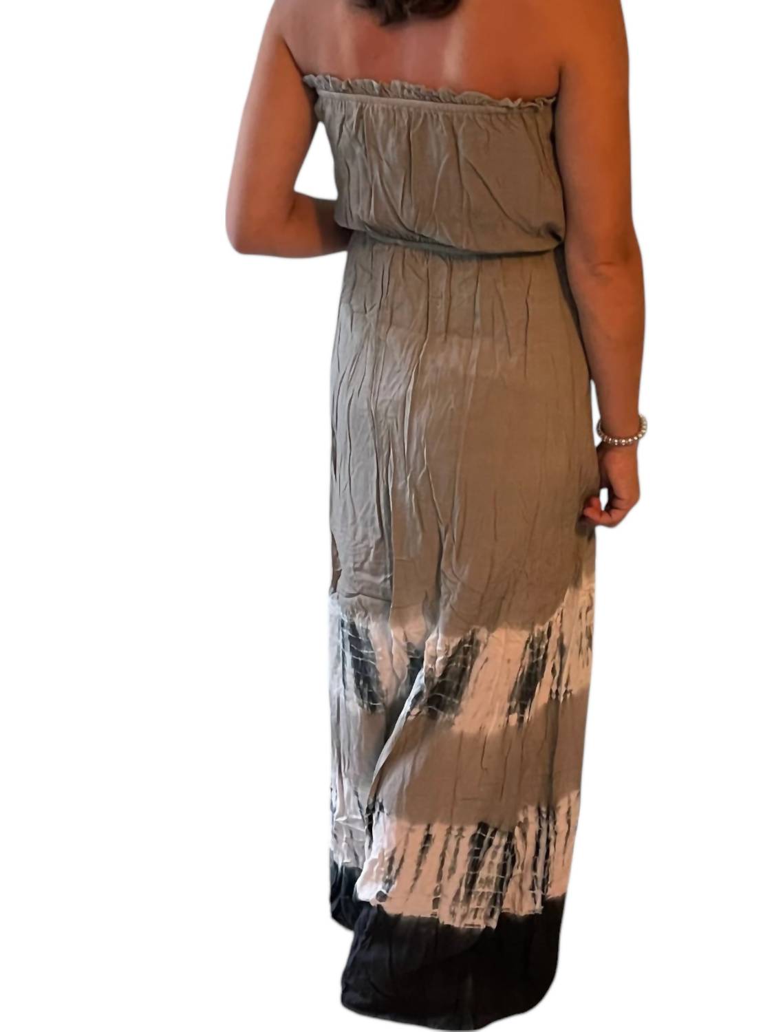 She + Sky - Woven Tie Dye Strapless Maxi Dress