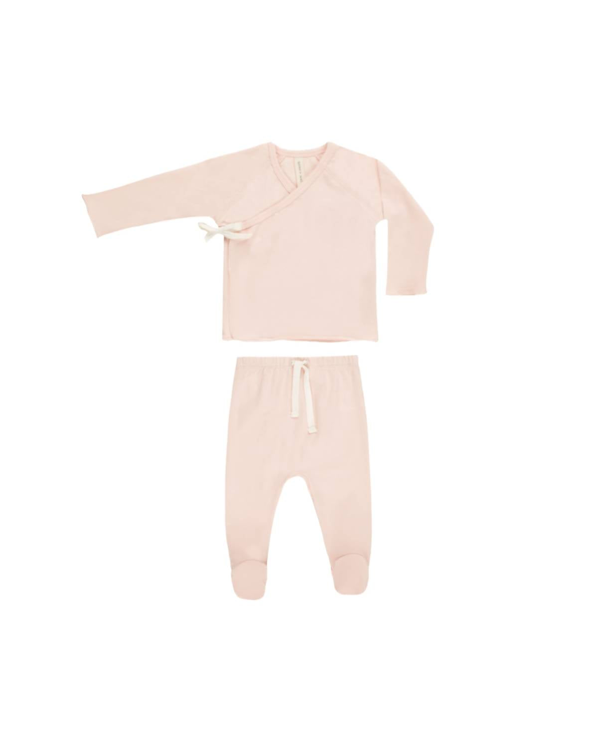Quincy Mae - Baby Girl's Wrap Top and Footed Pant Set