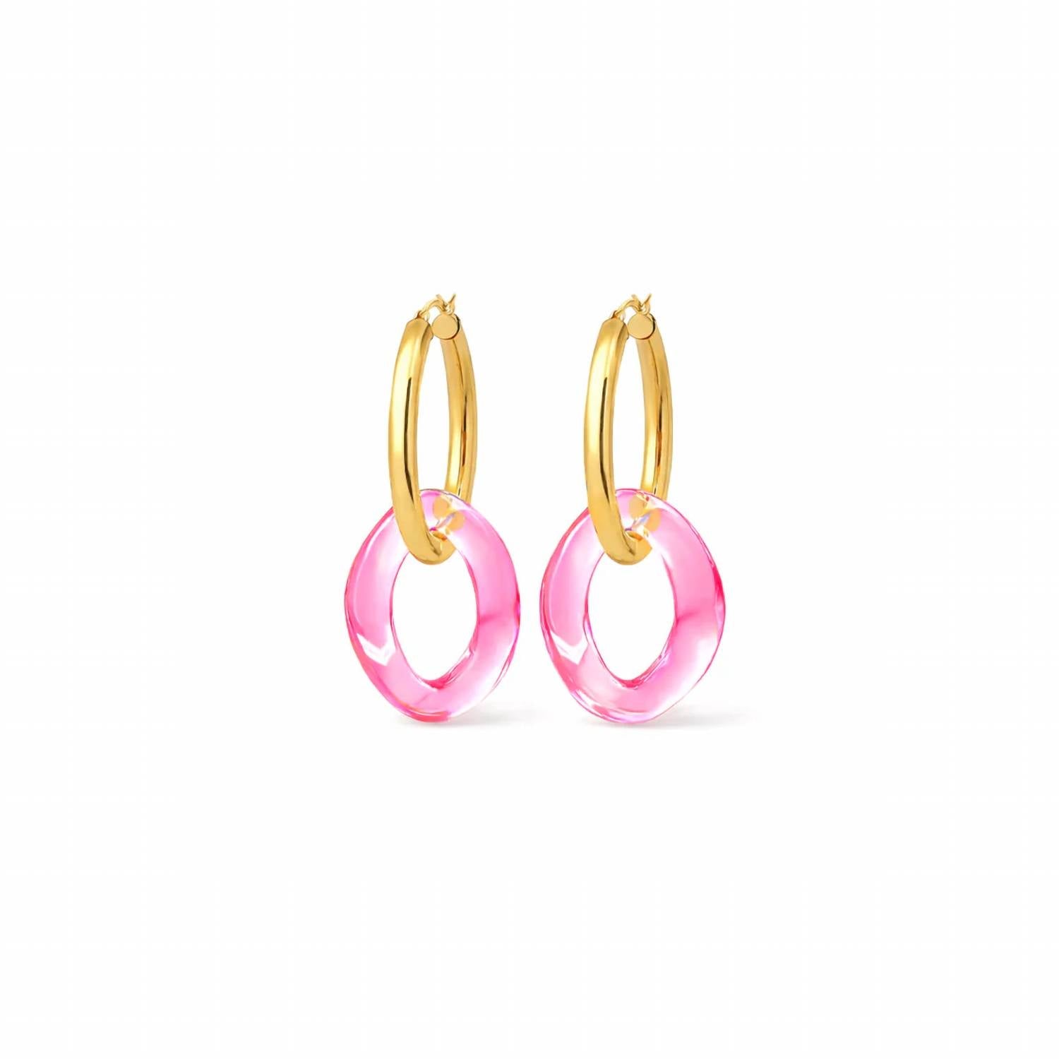Gold & Honey - Women's Lucite Curb Link Hoop Earrings