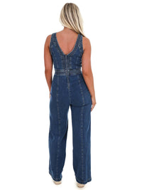 Flying Tomato - Someone Like You V-Neck Denim Jumpsuit