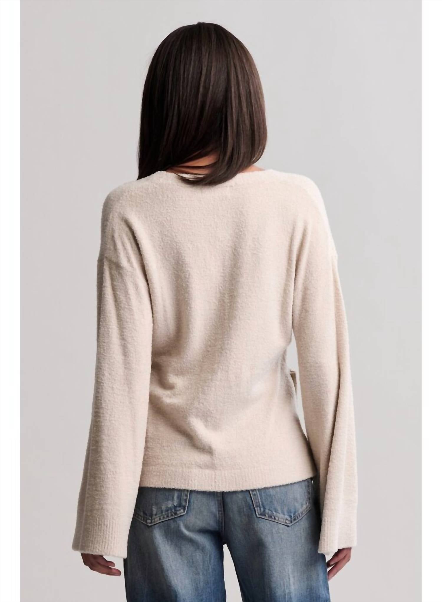 BAREFOOT DREAMS Cozychic Lite Wide Sleeve Button Front Cardigan in stone - women's cardigan - alternate view