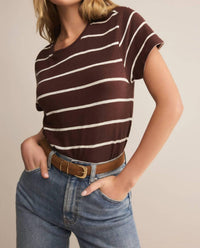 Z Supply Foundation Premium Striped Tee in sandalwood - women's t-shirt