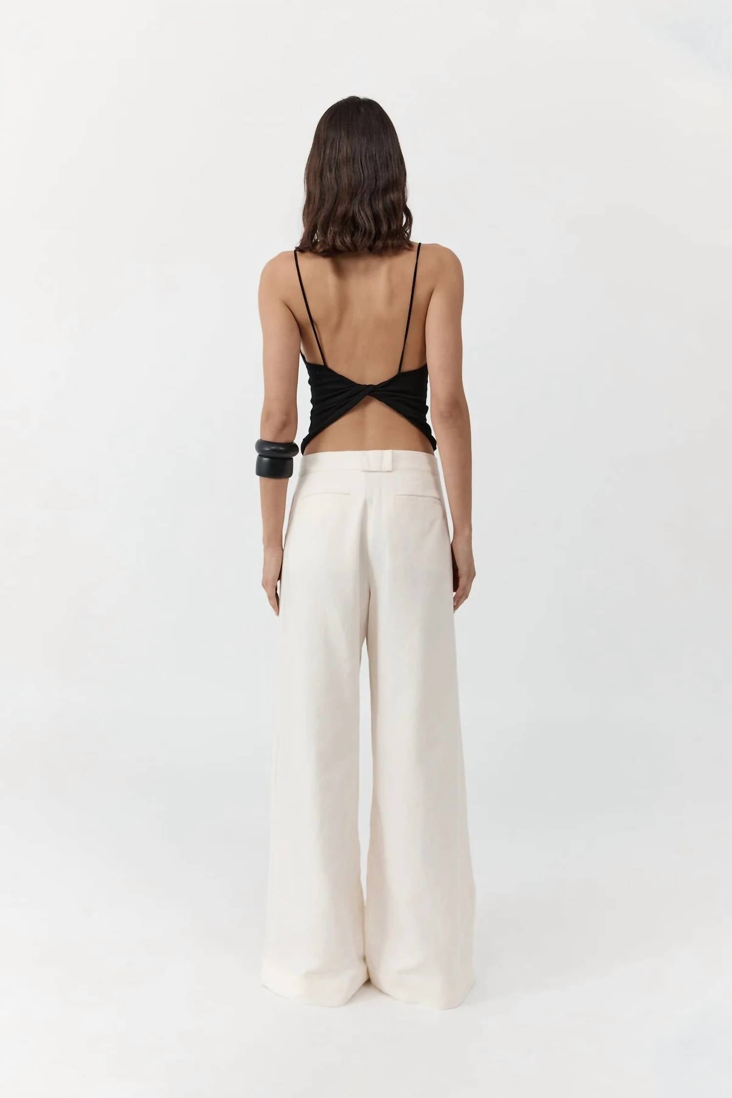 St. Agni PLEAT LOOP PANTS in ivory - women's pants - detail view
