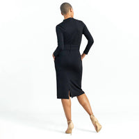 Clara Sun Woo - Ponte Drape Neck Midi Dress With Belt