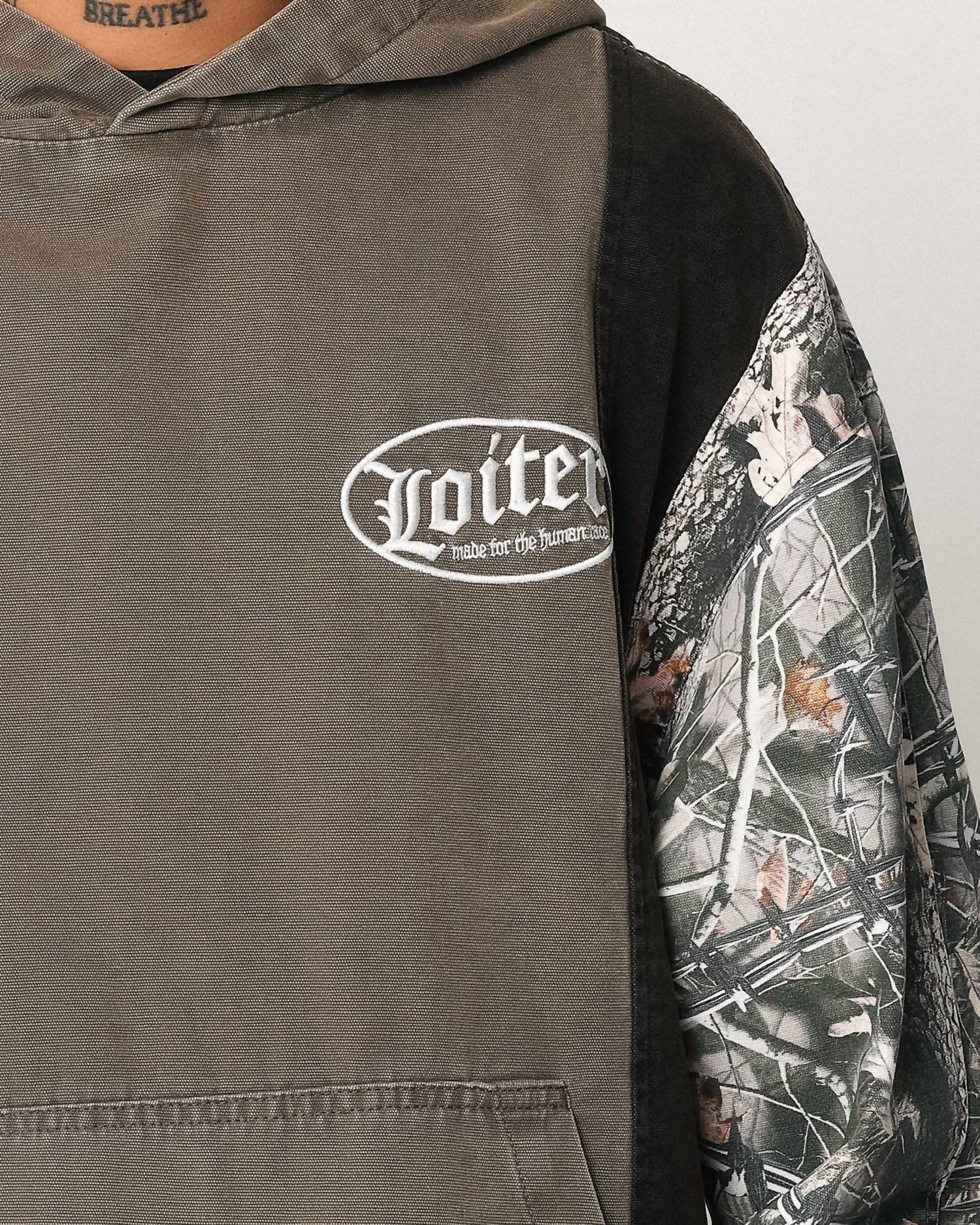 Loiter Splinter Camo Oversized Hoodie in brown - men's shirt - alternate view