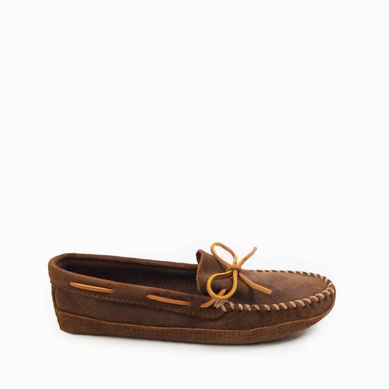MINNETONKA Men's Double Bottom Softsole Moccasis Shoes in brown ruff - men's loafer