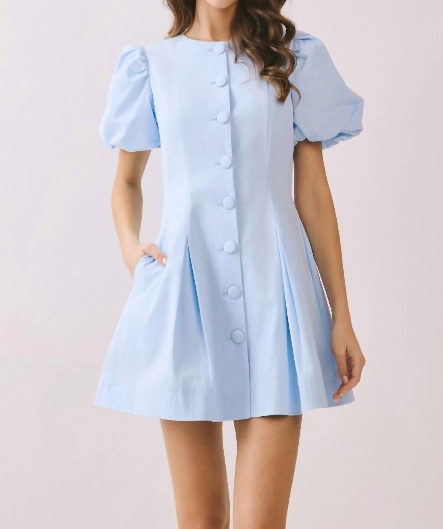 Tcec - Puff Sleeve Button Dress