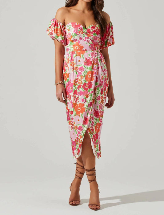 Astr - Zurina Floral Off The Shoulder Midi Dress