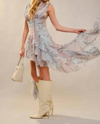 Blue B - Women's Arianna Asymmetrical Ruffle Scarf Dress