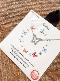White Label - Women's Butterfly Cubic Zirconia Necklace
