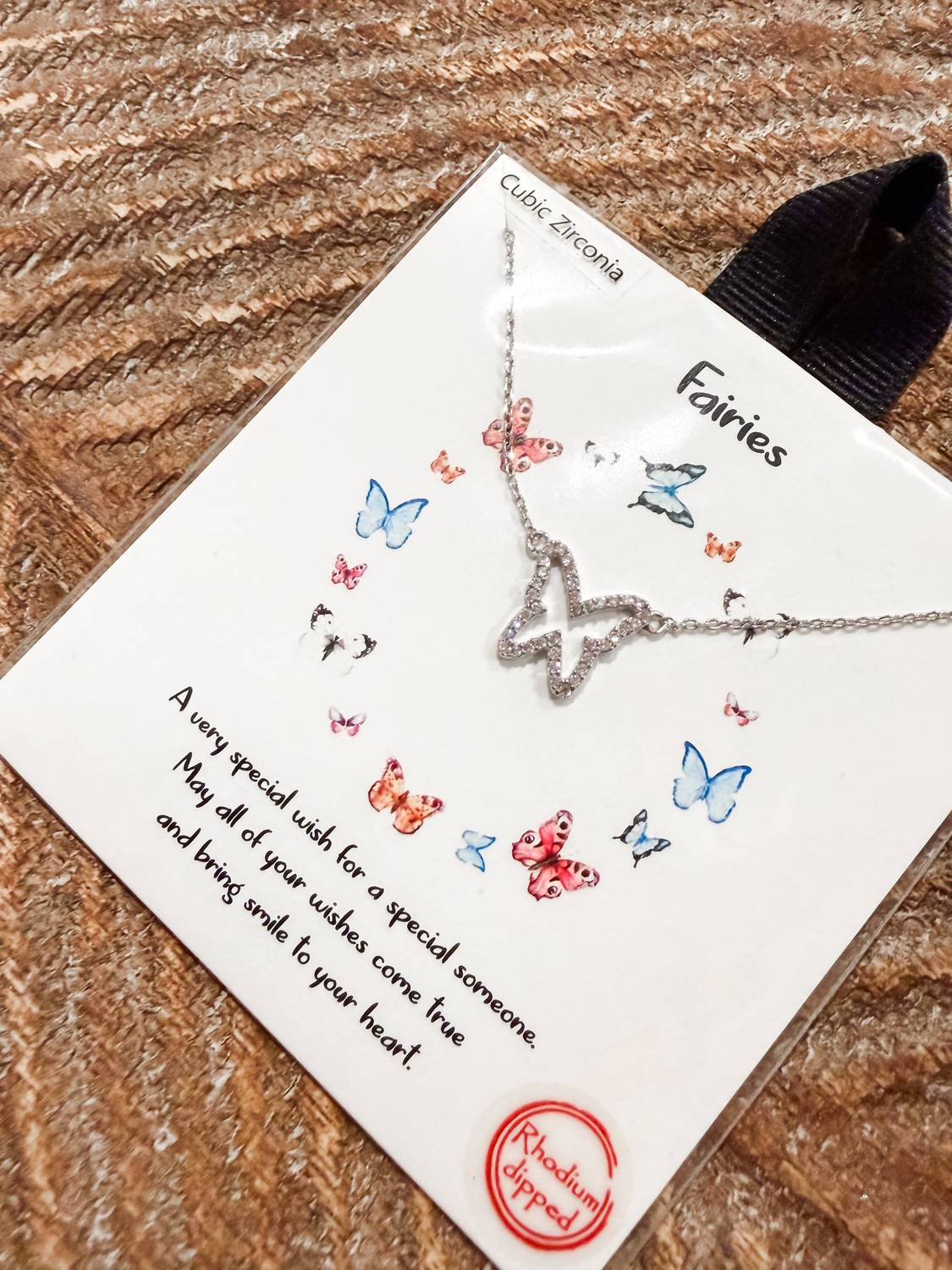 White Label - Women's Butterfly Cubic Zirconia Necklace