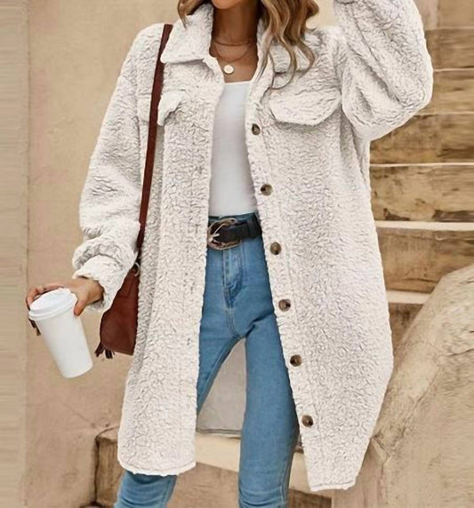 Miss Sparkling - Sherpa For Dayz Button Front Coat