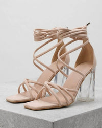 Yoki Women's Transparent Heel Sandal in nude - women's sandal