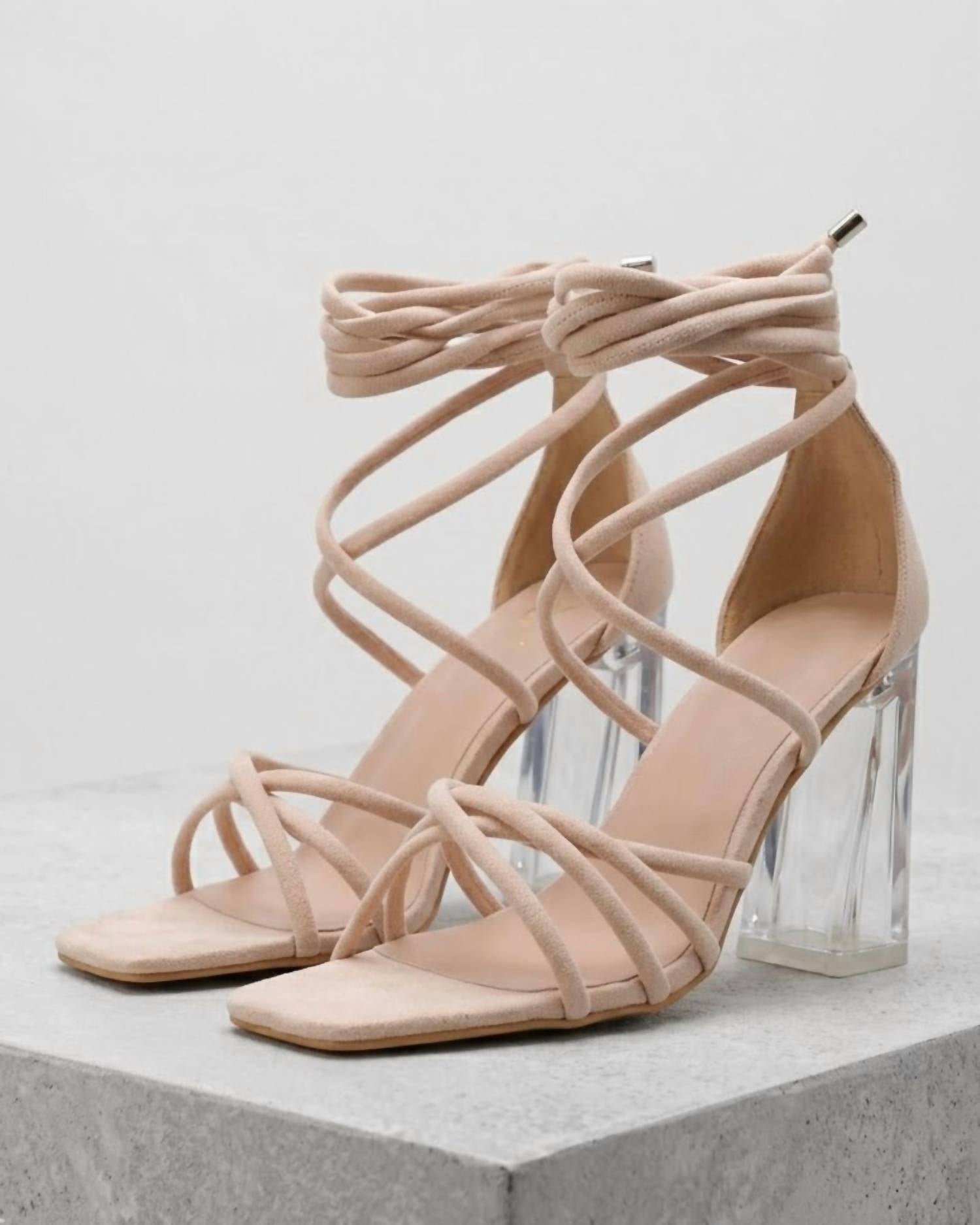 Yoki Women's Transparent Heel Sandal in nude - women's sandal