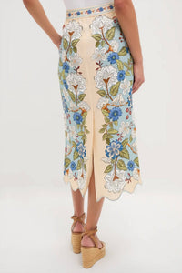 Farm Rio - Floral Linen Midi Skirt