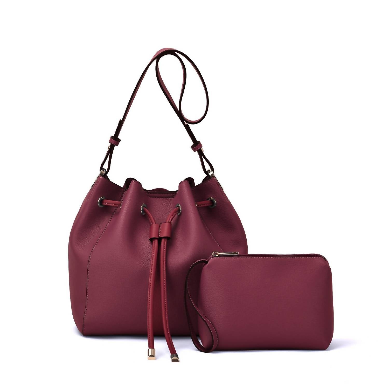 Mellow World - Women's Ashby Drawstring Bucket Bag With Pouch