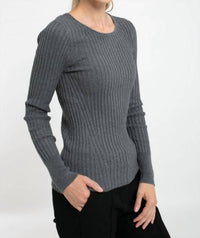 Incashmere - Long Sleeve Crew Nec Rib Knit Sweater