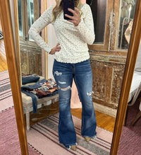 Lovervet - High Rise Distressed Flare Jeans