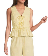 Skies Are Blue - Sunlit Stripe Peplum Top