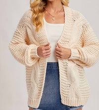 BluIvy Chunky Cable Knit Sweater Cardigan in cream - women's sweater