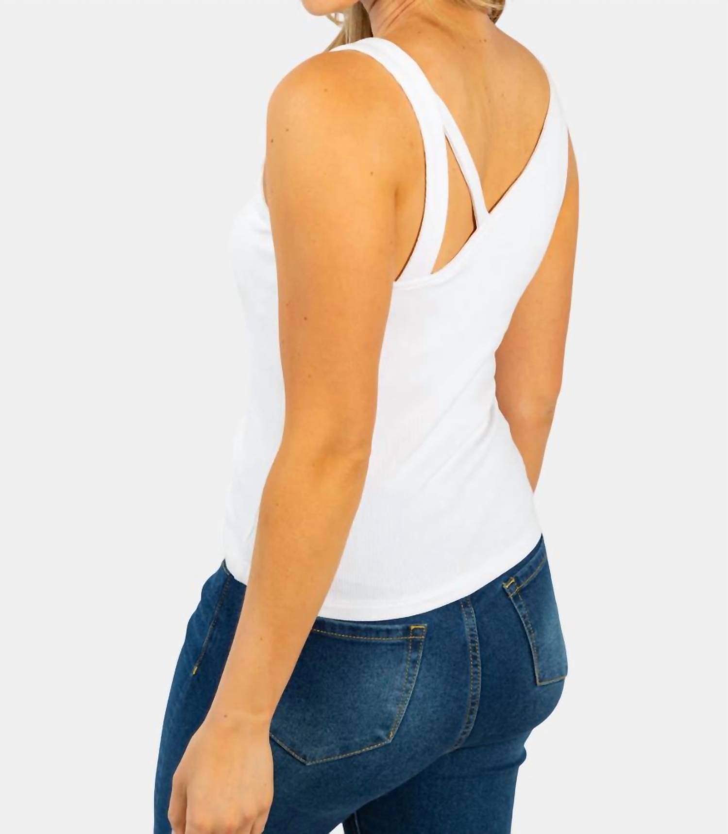 White Birch - Strappy Neck Ribbed Tank