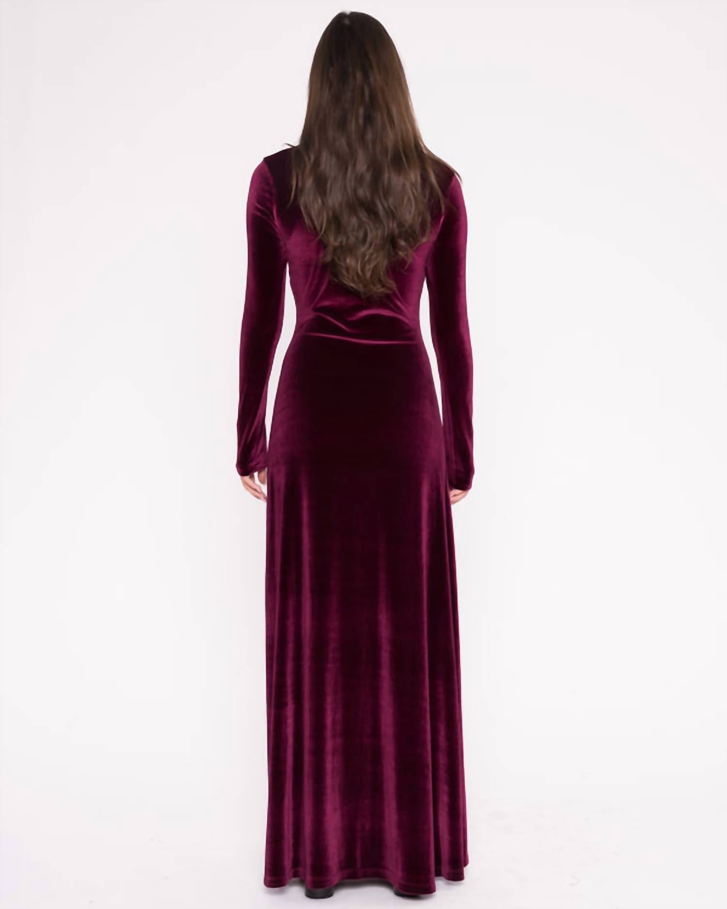 RIPLEY RADER Velvet Kate Dress in merlot - women's dress - detail view