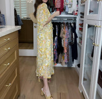 entro Sunlit Meadow Maxi Dress in yellow - women's dress - detail view