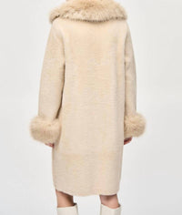 Joseph Ribkoff - Detachable Faux Fur Trim Long Sleeve Coat