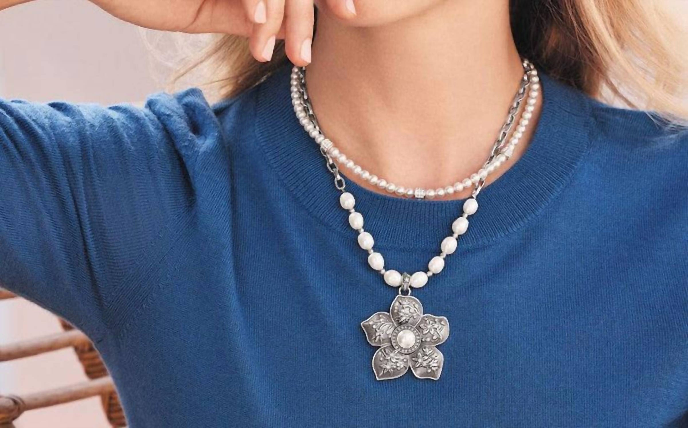 Brighton Women's Kyoto In Bloom Pearl Necklace in bloom pearl necklace in silver - women's jewelry - view 4