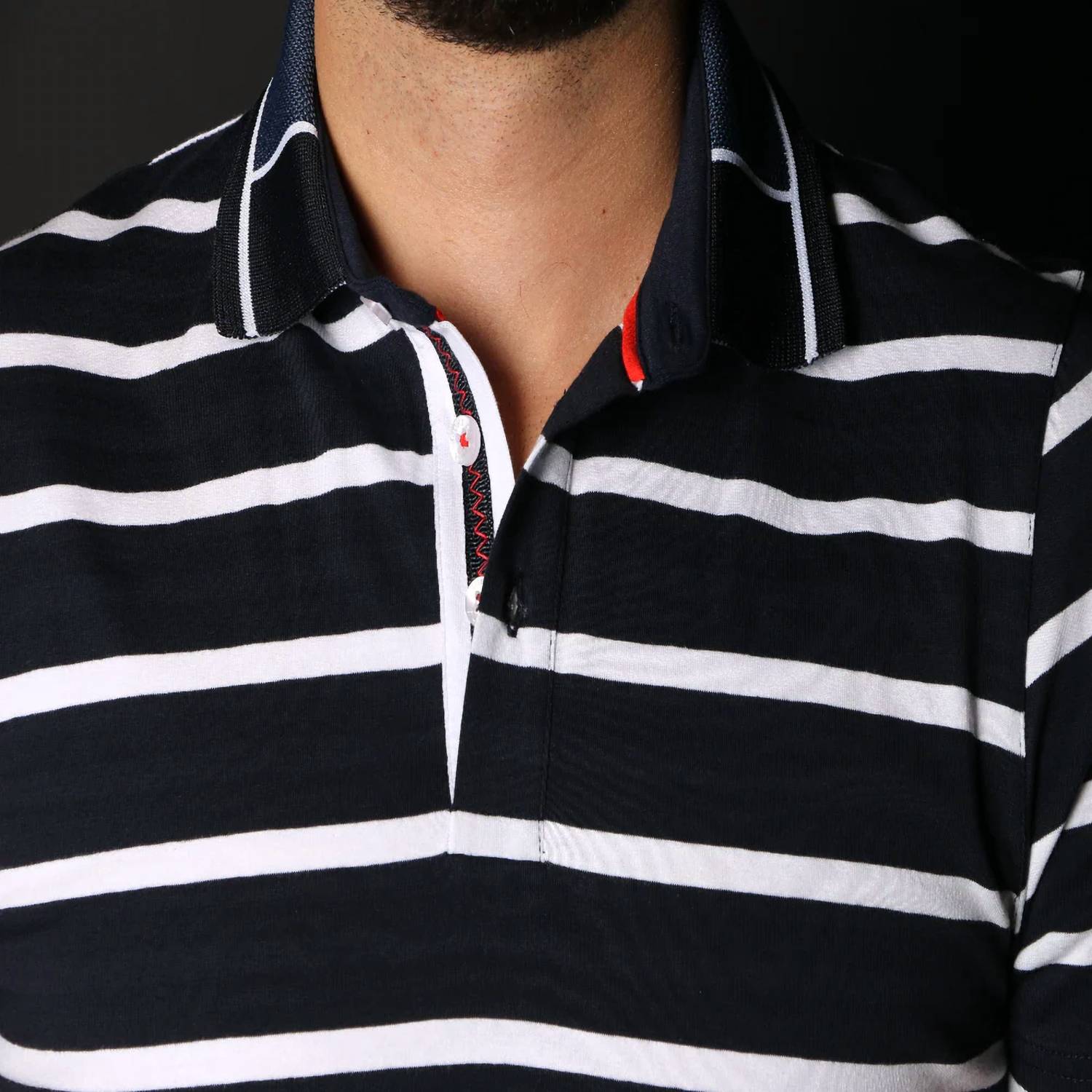 Eight X - Striped Polo With Trim