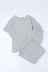 Aapparella Textured T-shirt And Pant Set in gray - women's sleepwear - view 6