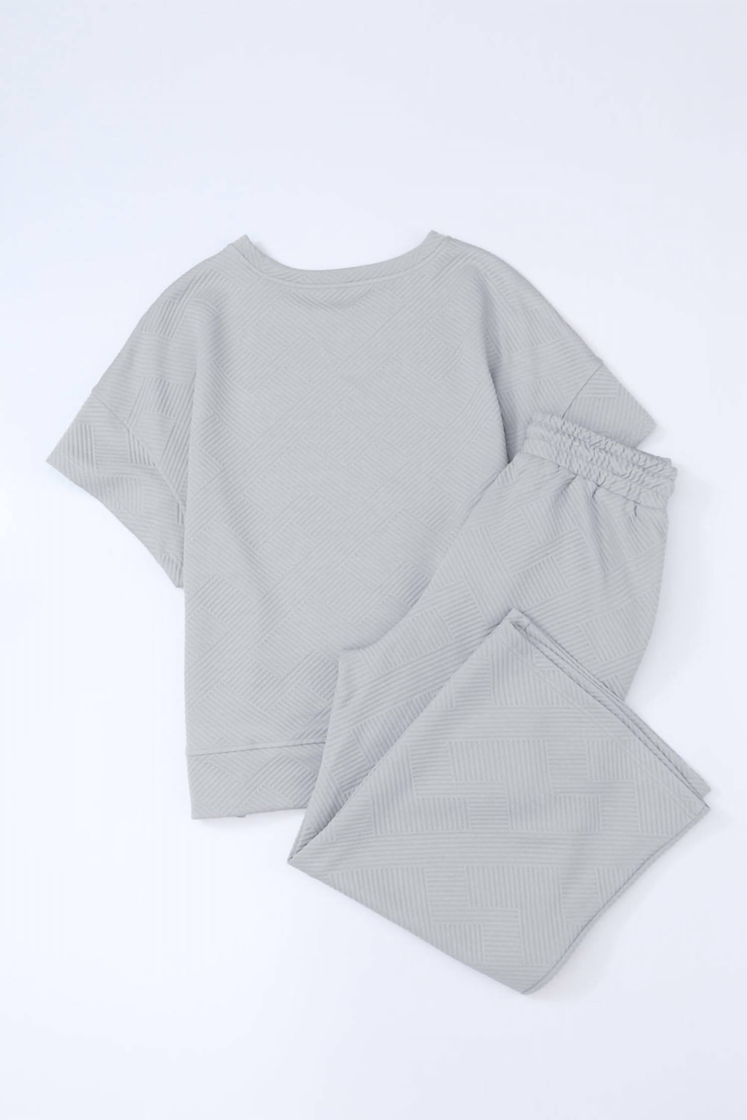 Aapparella Textured T-shirt And Pant Set in gray - women's sleepwear - view 6
