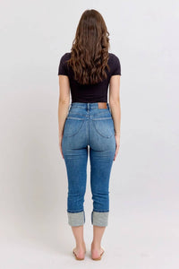 Judy Blue - Women's Eva Tummy Control Cuff Capri Jeans