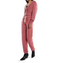 LES TIEN Diana Crop Cardigan in washed flamingo - women's cardigan - detail view
