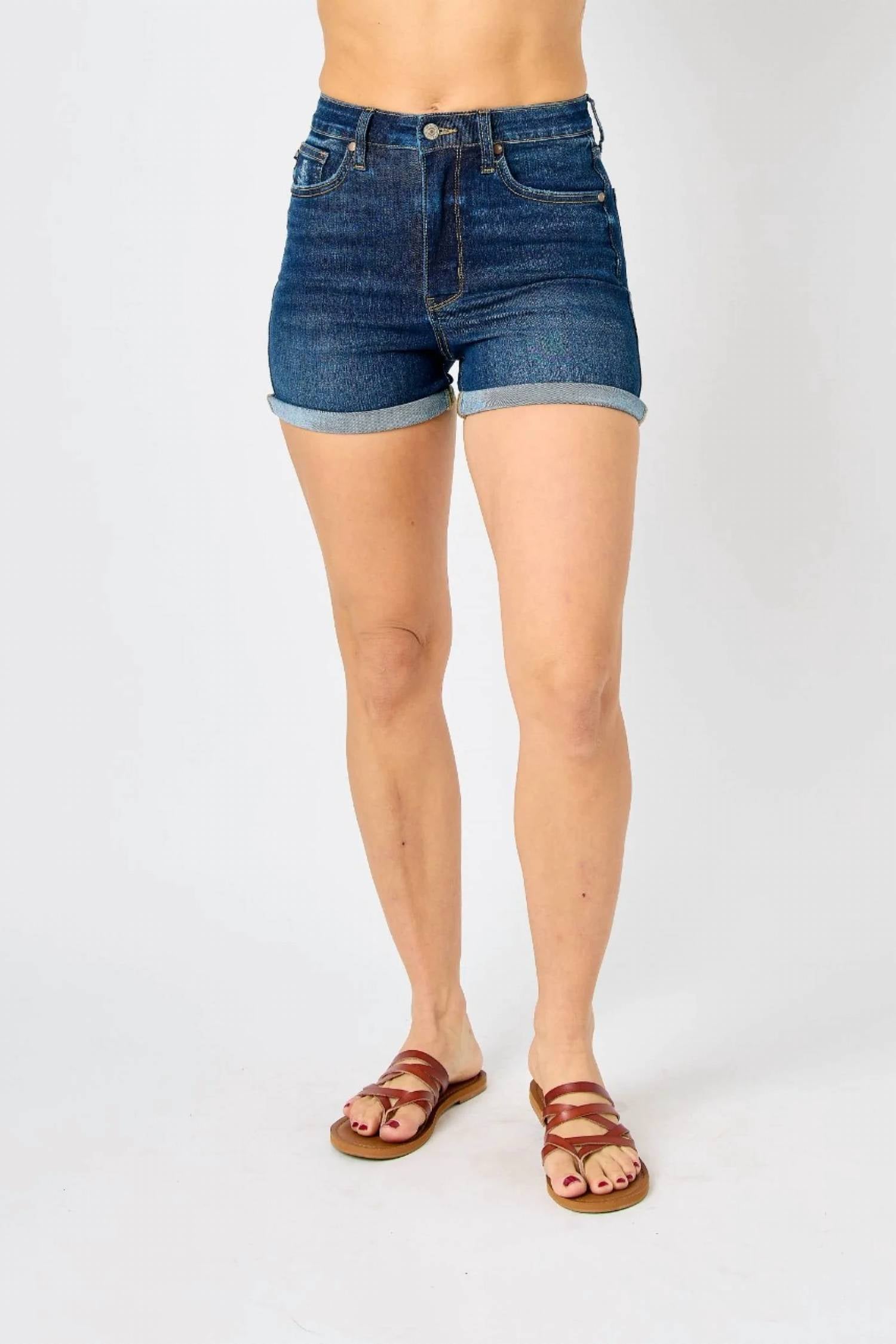 Judy Blue - High Rise Tummy Control Cuffed Shorts