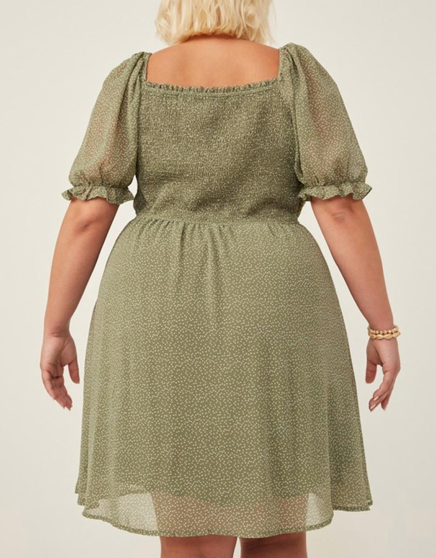 Hayden La - Square Neck Puff Sleeve Mini Dress