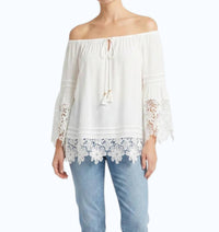 Hale Bob - Bell Sleeve Crochet Hem Blouse