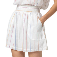 Lilla P Women's Smocked Waist Short Skirt in multi stripe - women's skirt