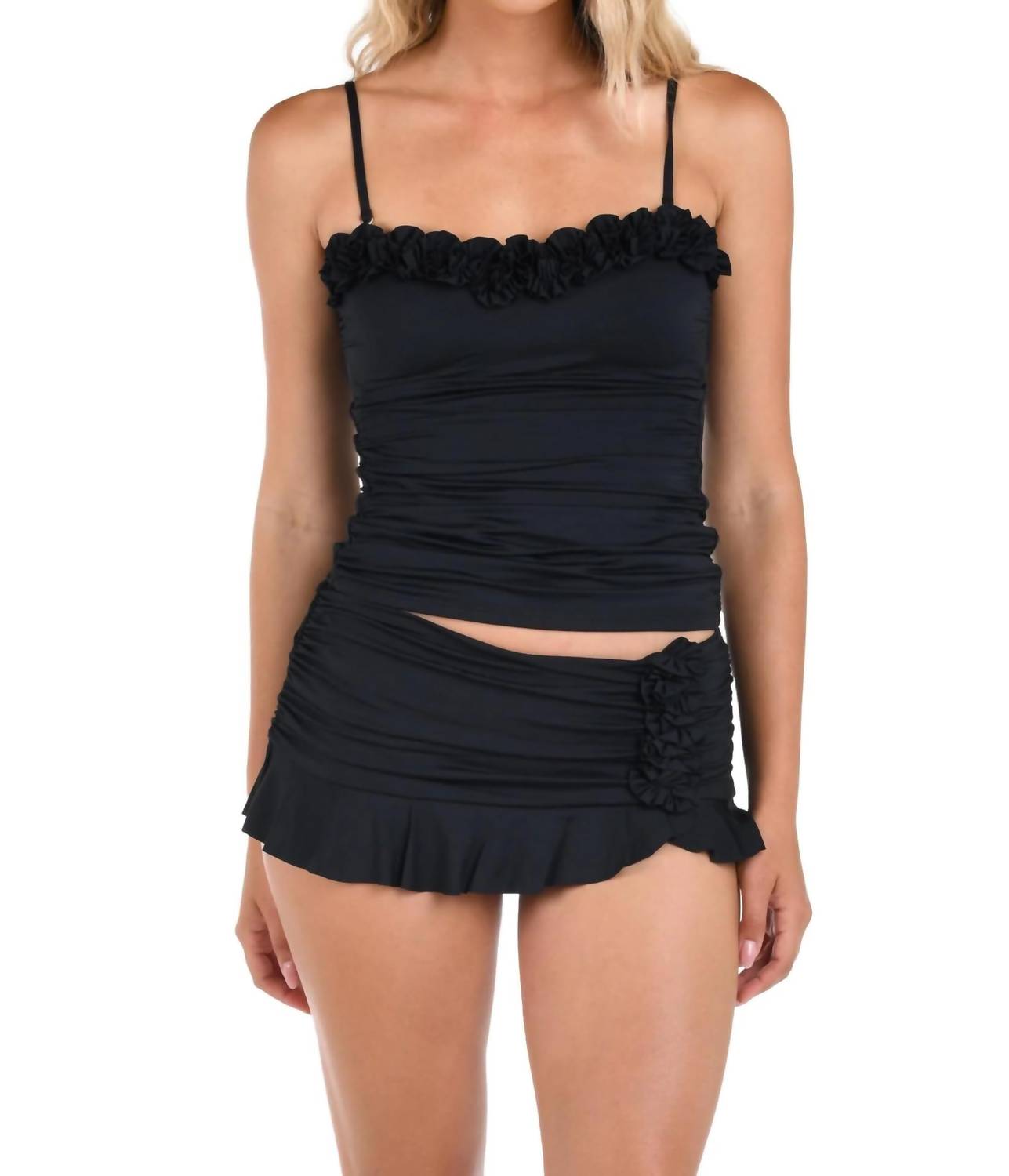 La Blanca - Island Goddess Ruffled Bandeau Tankini Top