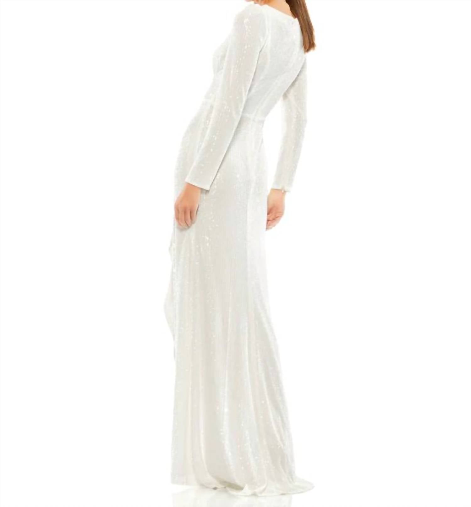 Ieena For Mac Duggal - Long Sequin Long Sleeve Dress